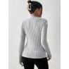 Bluză Frenchy cu Guler Mock Neck și Textură Tricotată cu Model - Eleganță și Stil pentru Femei