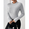 Bluză Frenchy cu Guler Mock Neck și Textură Tricotată cu Model - Eleganță și Stil pentru Femei