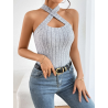 Maieu Essnce Slim-Fit Tricotat cu Găuri și Bretele Încrucișate în Spate Pentru Femei
