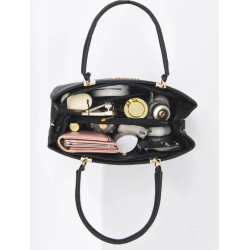 Geantă Pătrată PLANEE cu Emblemă în Relief Litchi și Charm - Perfectă pentru Birou și Cadouri de Ziua Mamei