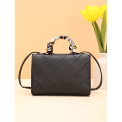 Geantă Pătrată Mică Decorată cu Eșarfă de Mătase și Fundă - Ideală pentru Cumpărături