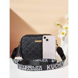 Geantă Pătrată Ușoară, Casual Business cu Detalii Metalice și Franjuri Grafice pentru Femei Tinere