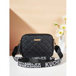 Geantă Pătrată Ușoară, Casual Business cu Detalii Metalice și Franjuri Grafice pentru Femei Tinere