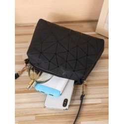 Geantă Pătrată Mică, Model Geometric, Neagră Solidă, Crossbody pentru Femei